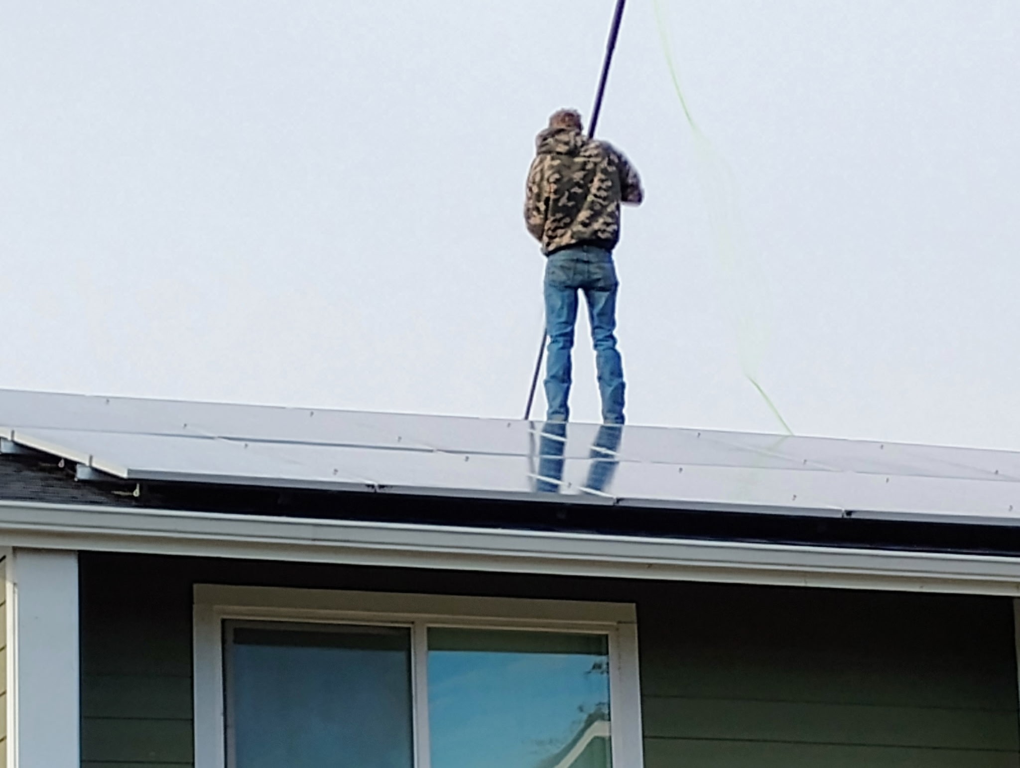 Technician working on a solar panel installation