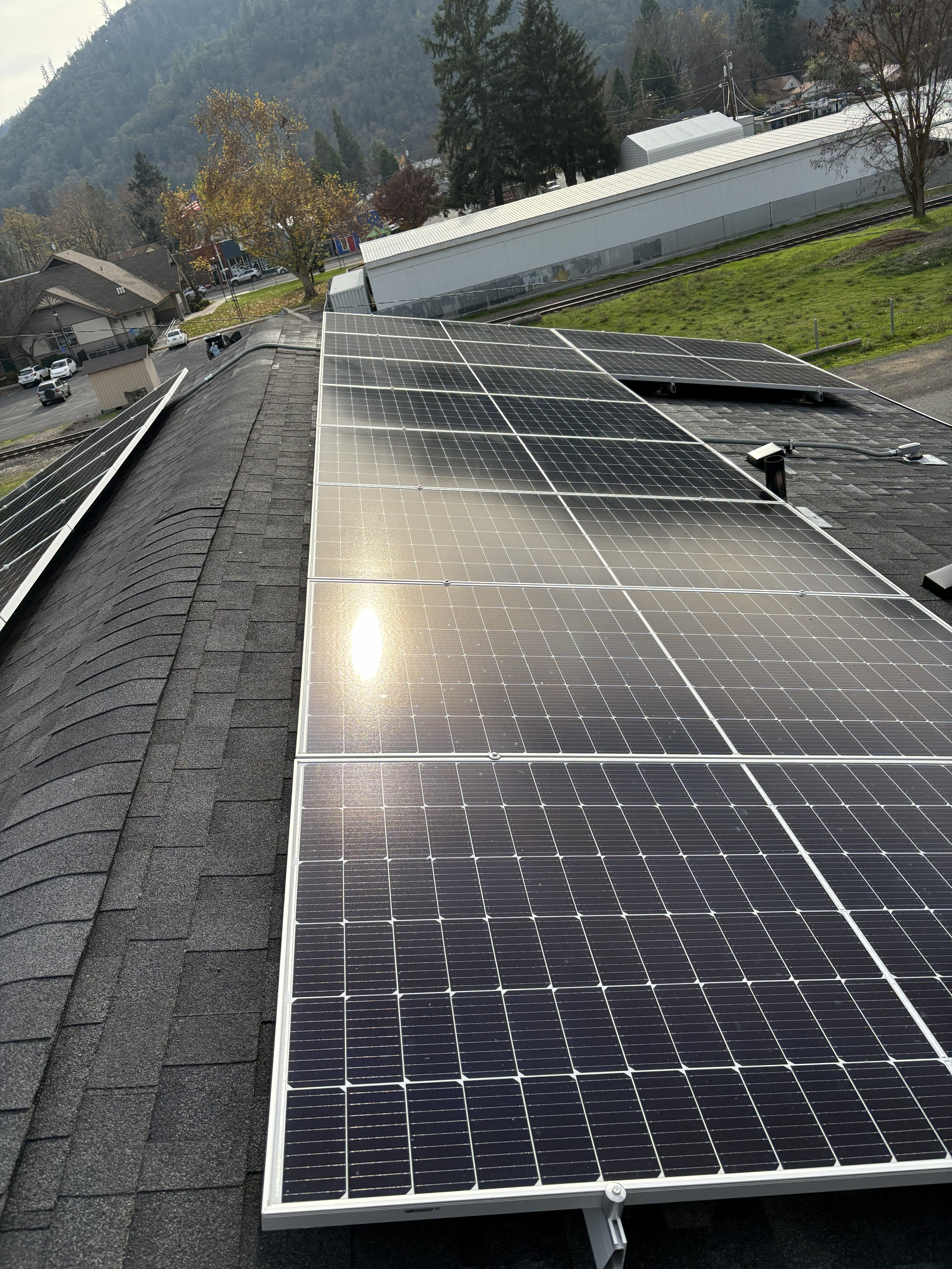 Solar panels installed on a roof under daylight